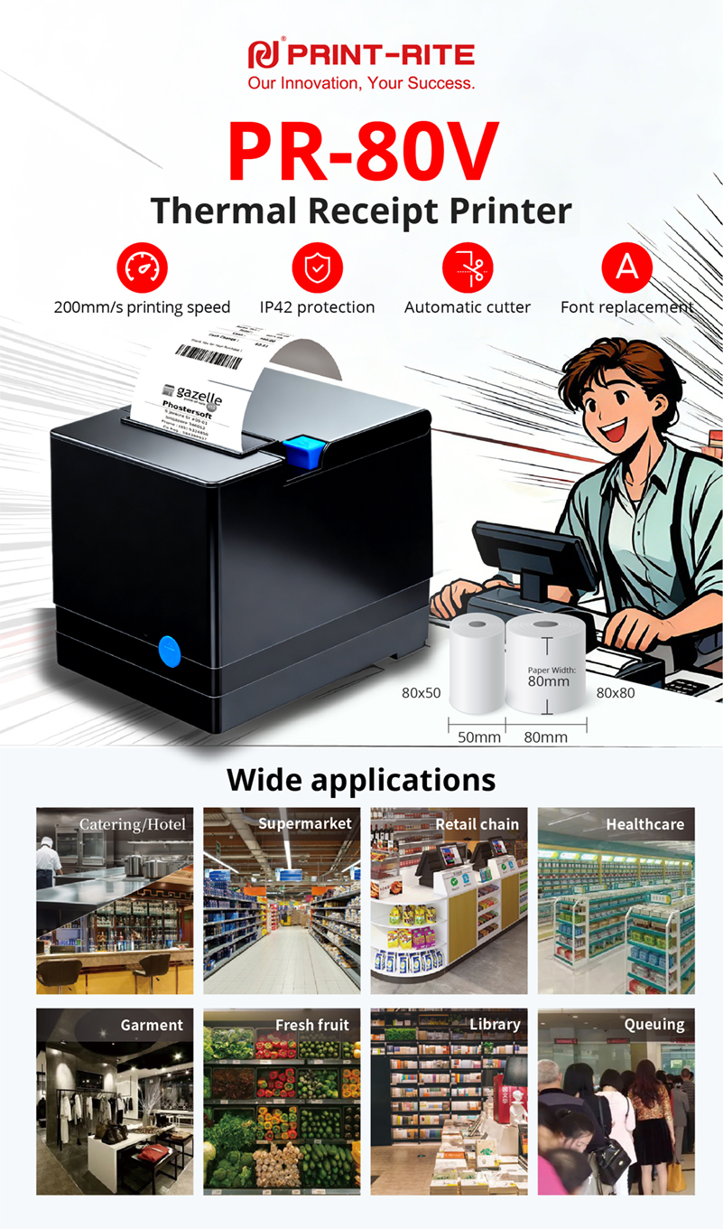 PR-80V Thermal Receipt Printer: Fast Printing, Quick Paper Output, Wide ...